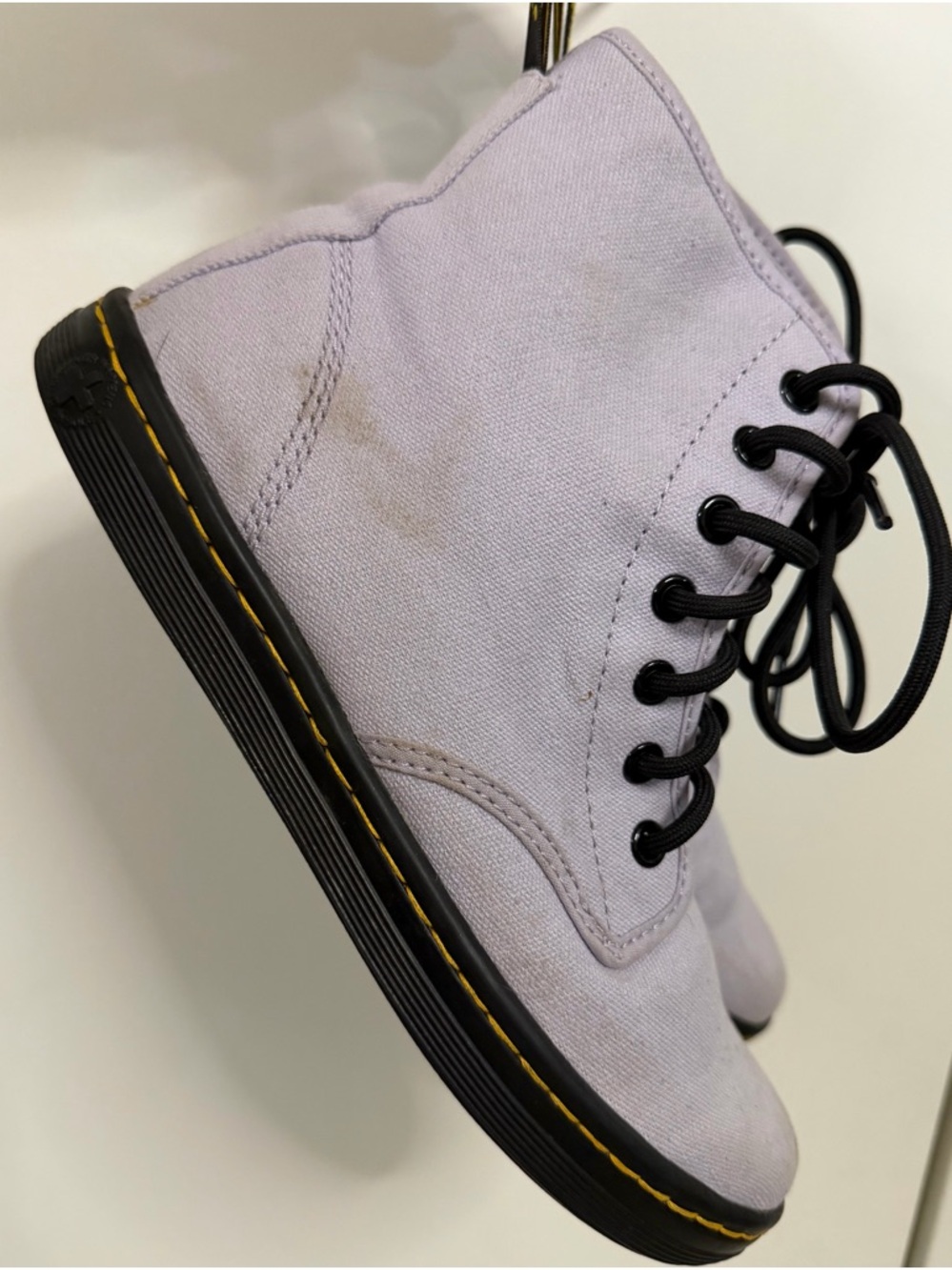 Dr Martens Canvas Lace-Up Boots in Light Lavender